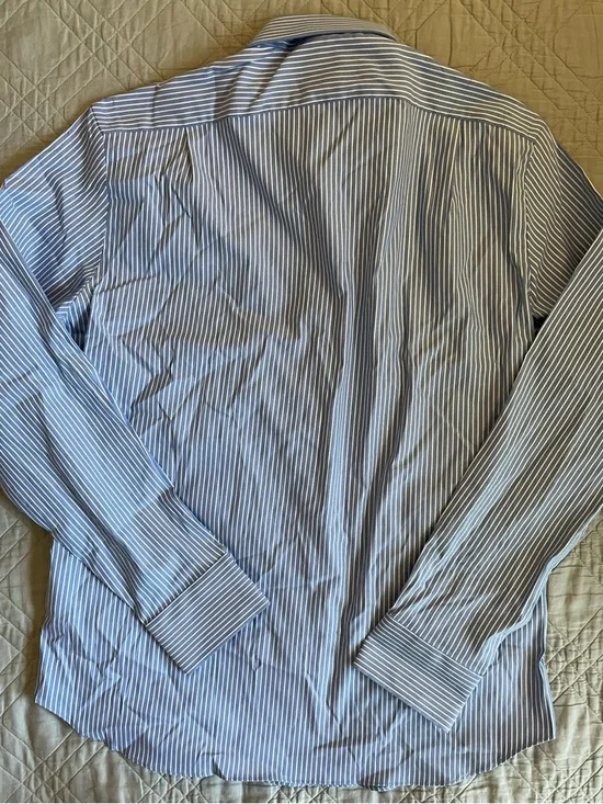 J. CREW Bowery performance stretch Jim stripe blue dress shirt Size L $98 CA351 - Picture 8 of 8